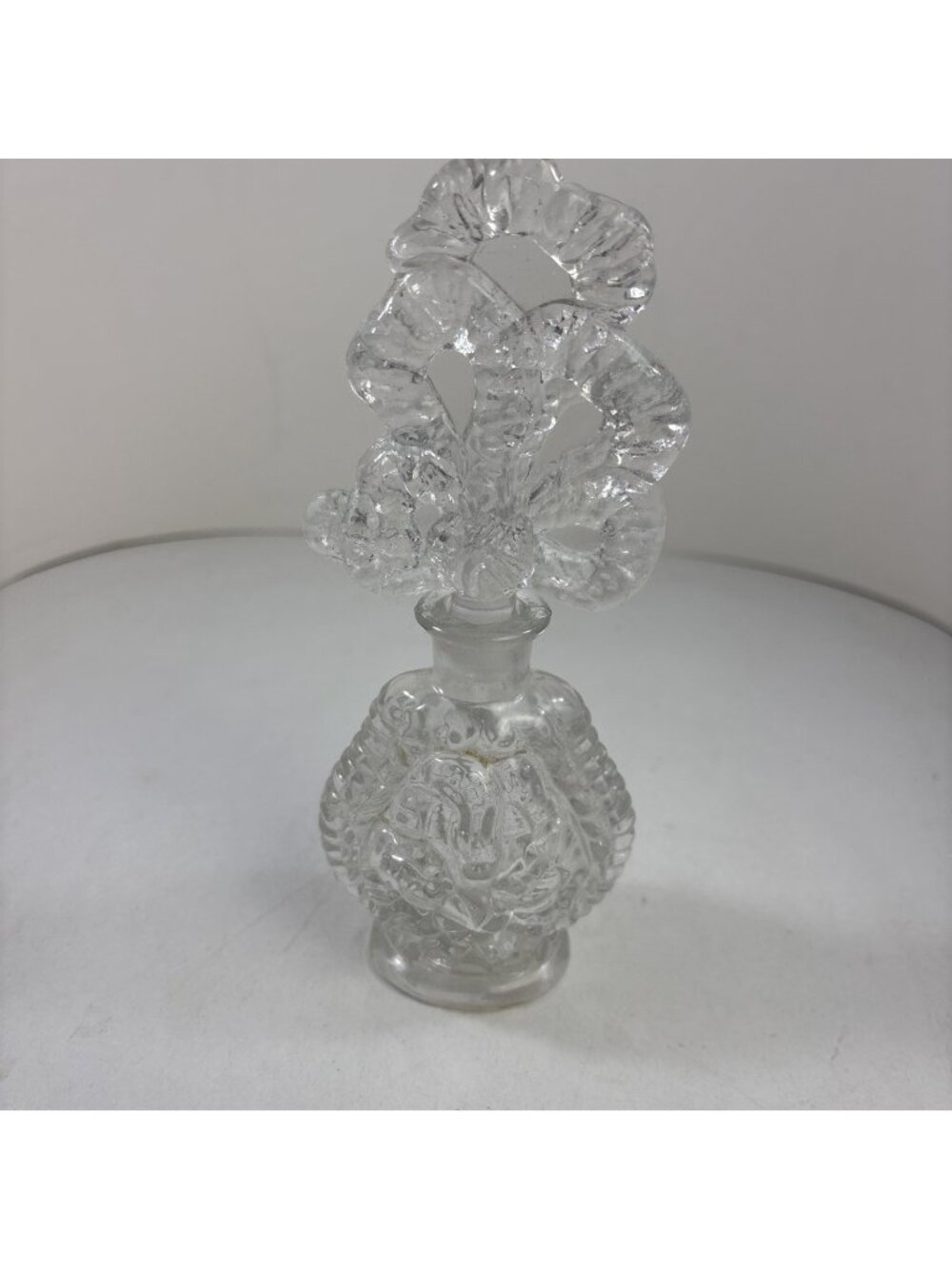 Irice Ribbon & Bowl Perfume Bottle with Stopper Pressed Glass